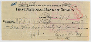 Lot #4037 Ty Cobb Signed Check - Image 1