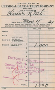 Lot #4100 Babe Ruth Document Signed - Image 1