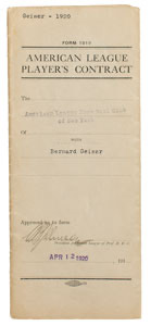 Lot #4062 Ban Johnson and Jacob Ruppert Signed Contract - Image 3