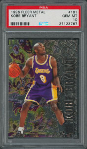 Lot #4167  1996 Fleer Metal #181 Kobe Bryant Rookie - PSA GEM MT 10 - Image 1