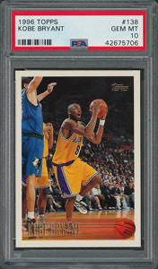 Lot #4168  1996 Topps #138 Kobe Bryant Rookie - PSA GEM MT 10 - Image 1