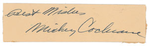 Lot #4040 Mickey Cochrane Signature - Image 1