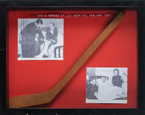 Lot #4205 Howie Morenz Signed Hockey Stick - Image 1