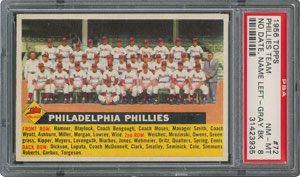 Lot #4010  1956 Topps #72 Phillies Team (Name Left) (Gray Back) - PSA NM-MT 8 - Image 1