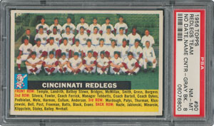Lot #4011  1956 Topps #90 Redlegs Team (Name Centered) (Gray Back) - PSA NM-MT 8 - Image 1
