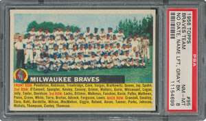 Lot #4013  1956 Topps #95 Braves Team (Name Left) (Gray Back) - PSA NM-MT 8 - Image 1
