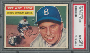 Lot #4008  1956 Topps #260 Pee Wee Reese (Gray Back) - PSA NM-MT 8 - Image 1