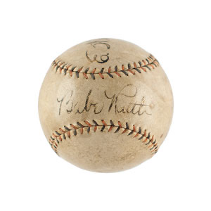 Lot #4099 Babe Ruth and Lou Gehrig Signed Baseball - Image 1