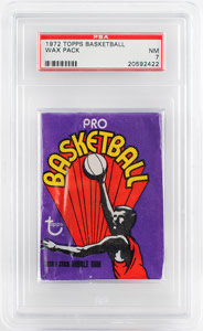 Lot #4142  1972 Topps Basketball Wax Pack PSA NM 7 - Image 1