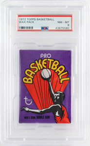 Lot #4143  1972 Topps Basketball Wax Pack PSA NM-MT 8 - Image 1
