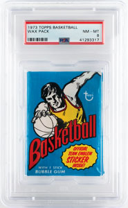 Lot #4144  1973 Topps Basketball Wax Pack PSA NM-MT 8 - Image 1