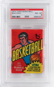 Lot #4145  1974 Topps Basketball Wax Pack PSA NM-MT 8 - Image 1