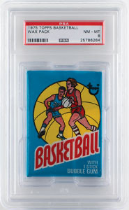Lot #4146  1975 Topps Basketball Wax Pack PSA NM-MT 8 - Image 1