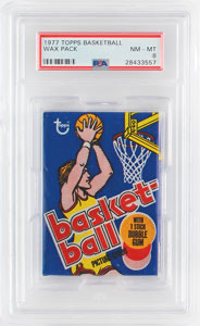 Lot #4149  1977 Topps Basketball Wax Pack PSA NM-MT 8 - Image 1