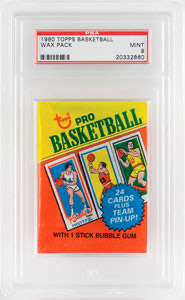 Lot #4151  1980 Topps Basketball Wax Pack PSA MINT 9 - Image 1