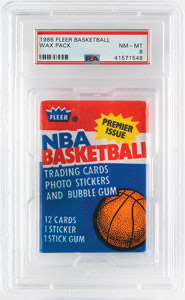 Lot #4159  1986 Fleer Basketball Wax Pack PSA NM-MT 8 - Image 1