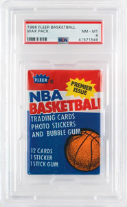 Lot #4160  1986 Fleer Basketball Wax Pack PSA NM-MT 8 - Image 1