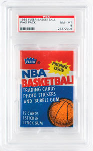 Lot #4161  1986 Fleer Basketball Wax Pack PSA NM-MT 8 - Image 1