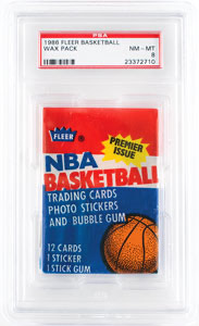 Lot #4162  1986 Fleer Basketball Wax Pack PSA NM-MT 8 - Image 1
