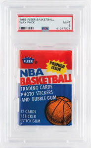 Lot #4157  1986 Fleer Basketball Wax Pack PSA MINT