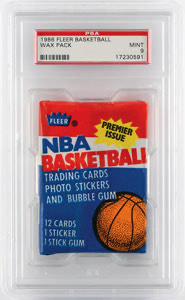 Lot #4158  1986 Fleer Basketball Wax Pack PSA MINT 9 - Image 1