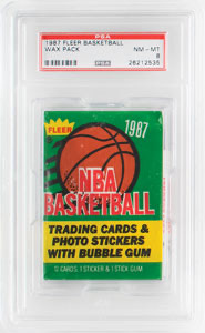 Lot #4165  1987 Fleer Basketball Wax Pack PSA NM-MT 8 - Image 1