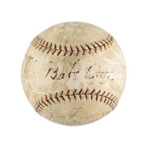 Lot #4107 Babe Ruth, Walter Johnson, and Connie Mack Signed Baseball - Image 1