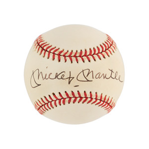 Lot #4302 Mickey Mantle Signed Baseball - Image 1