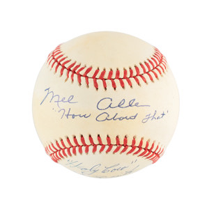 Lot #4309  NY Yankees: Rizzuto and Allen Signed Baseball - Image 1