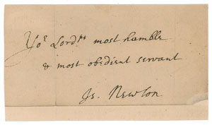 Lot #234 Isaac Newton Signature