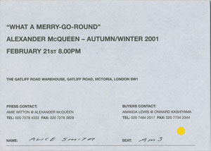 Lot #884 Alexander McQueen: 'What a Merry-Go-Round' Invitation - Image 1