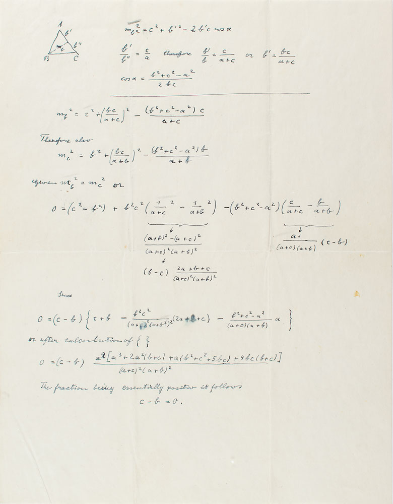 Lot #3030 Albert Einstein Handwritten Mathematical Manuscript and Typed Letter Signed