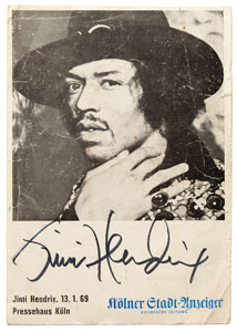 Lot #3069 Jimi Hendrix Signed Promotional Photograph