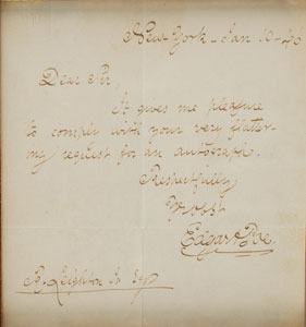 Lot #3050 Edgar Allan Poe Autograph Letter Signed - Image 2