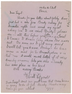 Lot #3053 F. Scott Fitzgerald Autograph Letter Signed