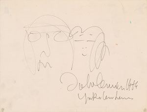 Lot #3063  Beatles: John Lennon Signed Sketch