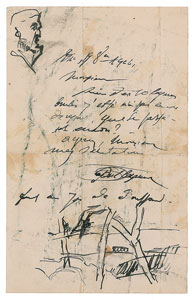 Lot #3045 Paul Cézanne Autograph Letter Signed with Original Sketches
