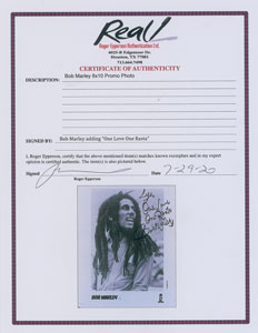 Lot #3070 Bob Marley Signed Photograph - Image 2