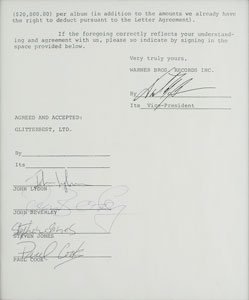 Lot #3072 The Sex Pistols Document Signed - Image 2