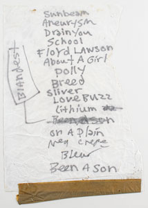 Lot #3073 Kurt Cobain Handwritten Nirvana Setlist