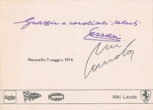 Lot #873 Enzo Ferrari and Niki Lauda