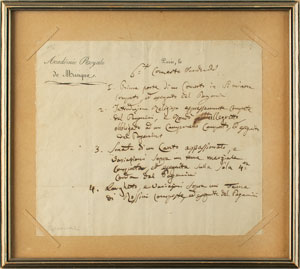 Lot #560 Niccolo Paganini Handwritten Set List - Image 2