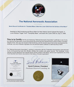 Lot #4590 Buzz Aldrin's National Aeronautic Association World Record Certificate - Image 2