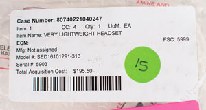 Lot #4452  STS-122 Flown Very Lightweight Headset - Image 3
