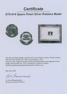 Lot #4387 Ernst Messerschmid's STS-61A Flown Robbins Medal - Image 3