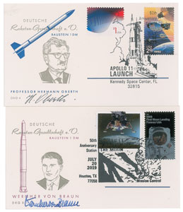 Lot #4371  Rocket Scientists: von Braun and Oberth Signed Cards - Image 1