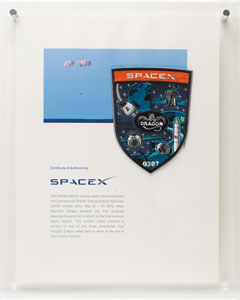 Lot #4515  SpaceX Dragon Employee Parachute Patch with Flown Parachute - Image 1