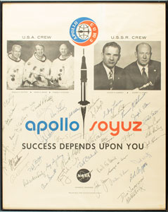 Lot #4344  Astronauts Signed Apollo-Soyuz Poster - Image 1
