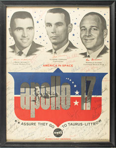 Lot #4343  Astronauts Signed Apollo 17 Poster