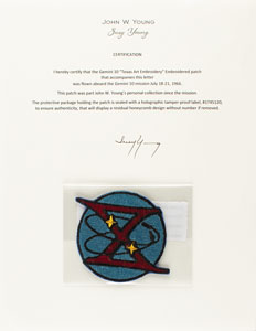 Lot #4050 John Young's Gemini 10 Flown 'Texas Art Embroidery' Patch [Attested to by Susy Young]